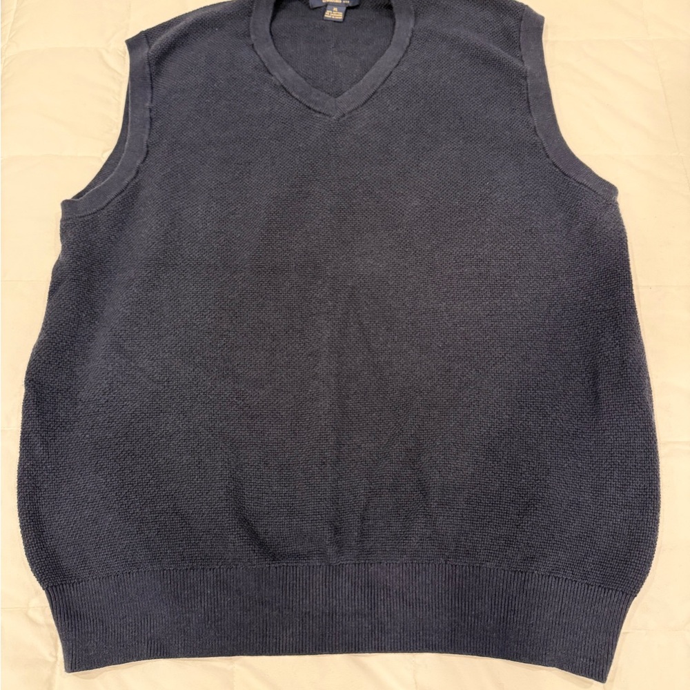 Brooks Brothers Navy V-neck Sweater Vest XL 92% Cotton / 8% Cashmere EUC